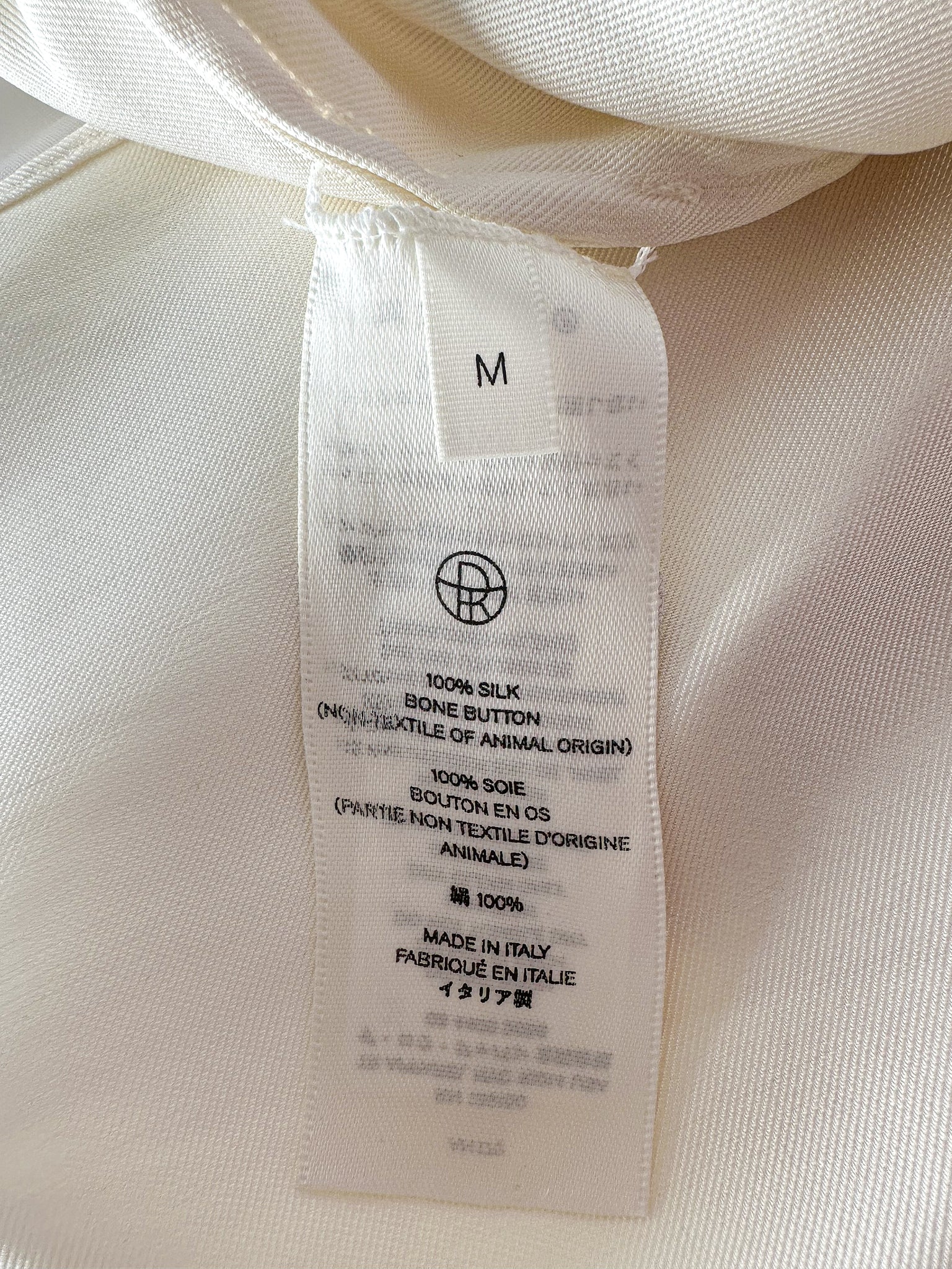 The Row Ivory Santia Cowl Neck Silk Twill Long Sleeve Dress