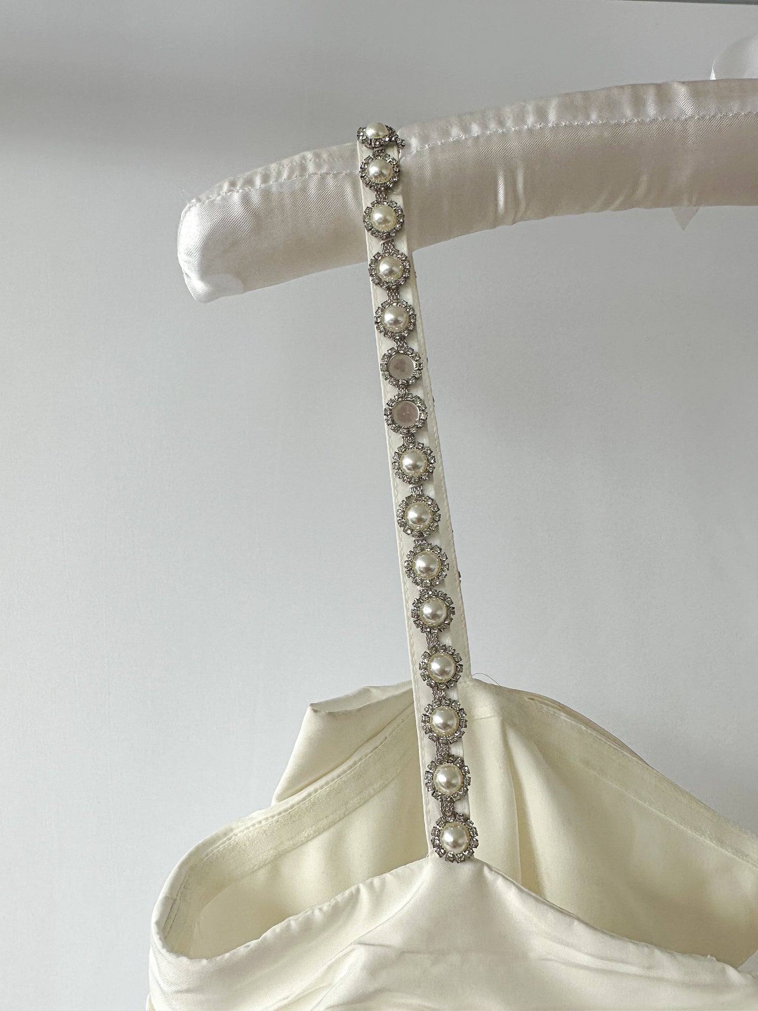 Self-Portrait White Bow Front Embellished Strap Taffeta Mini Dress