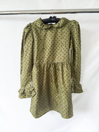 Batsheva Olivgrünes Prairie-Minikleid mit Tupfenmuster