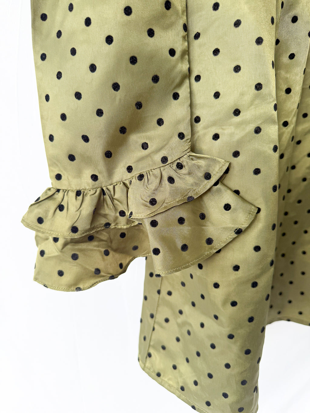 Batsheva Olivgrünes Prairie-Minikleid mit Tupfenmuster