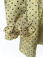 Batsheva Olivgrünes Prairie-Minikleid mit Tupfenmuster