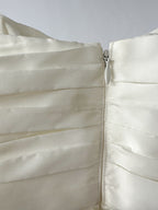 Self-Portrait White Bow Front Embellished Strap Taffeta Mini Dress