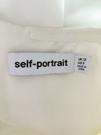 Self-Portrait White Bow Front Embellished Strap Taffeta Mini Dress