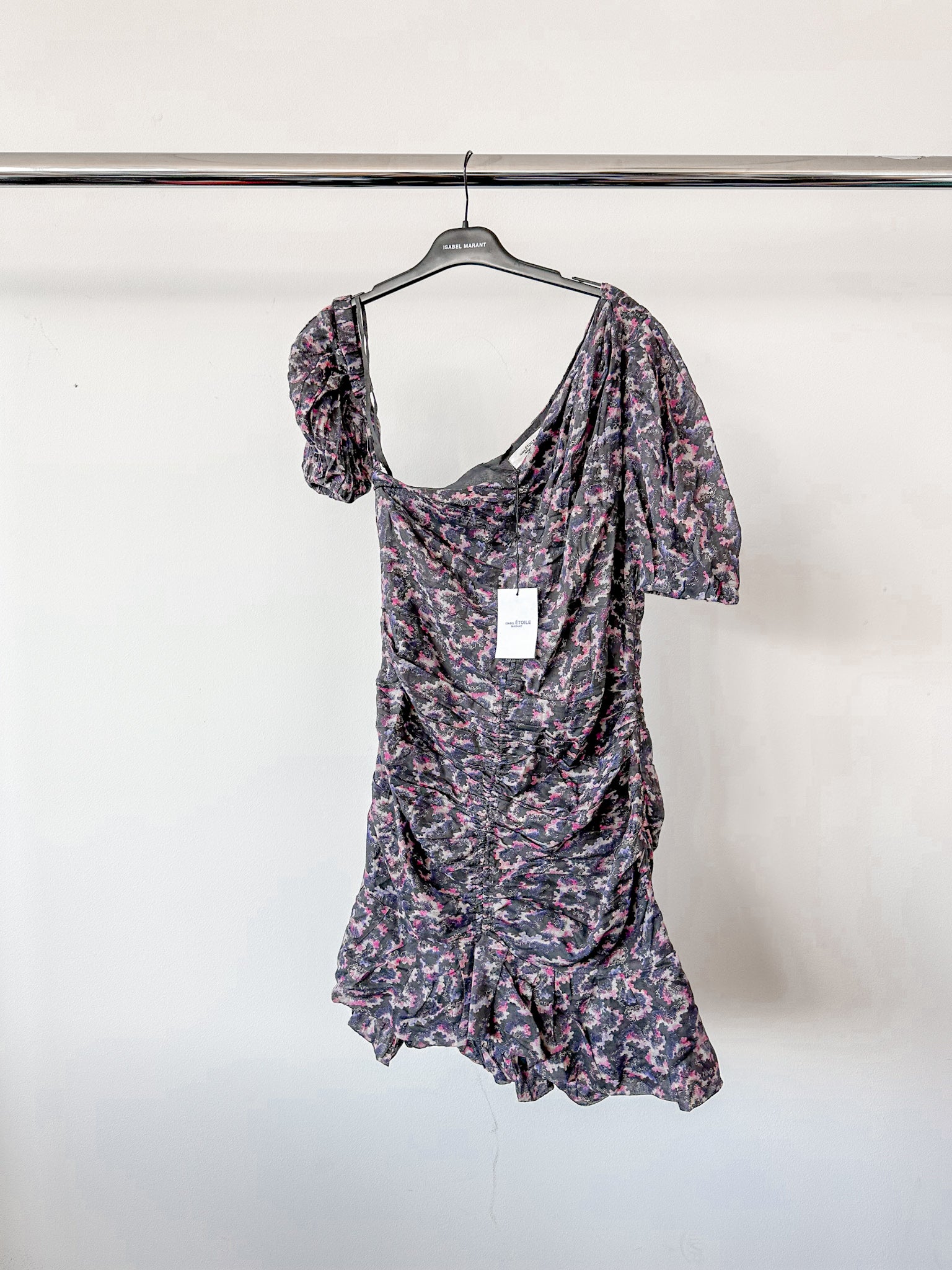 Robe noire à imprimé floral et épaules dénudées Lecia d'Isabel Marant Étoile