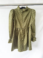 Batsheva Olivgrünes Prairie-Minikleid mit Tupfenmuster