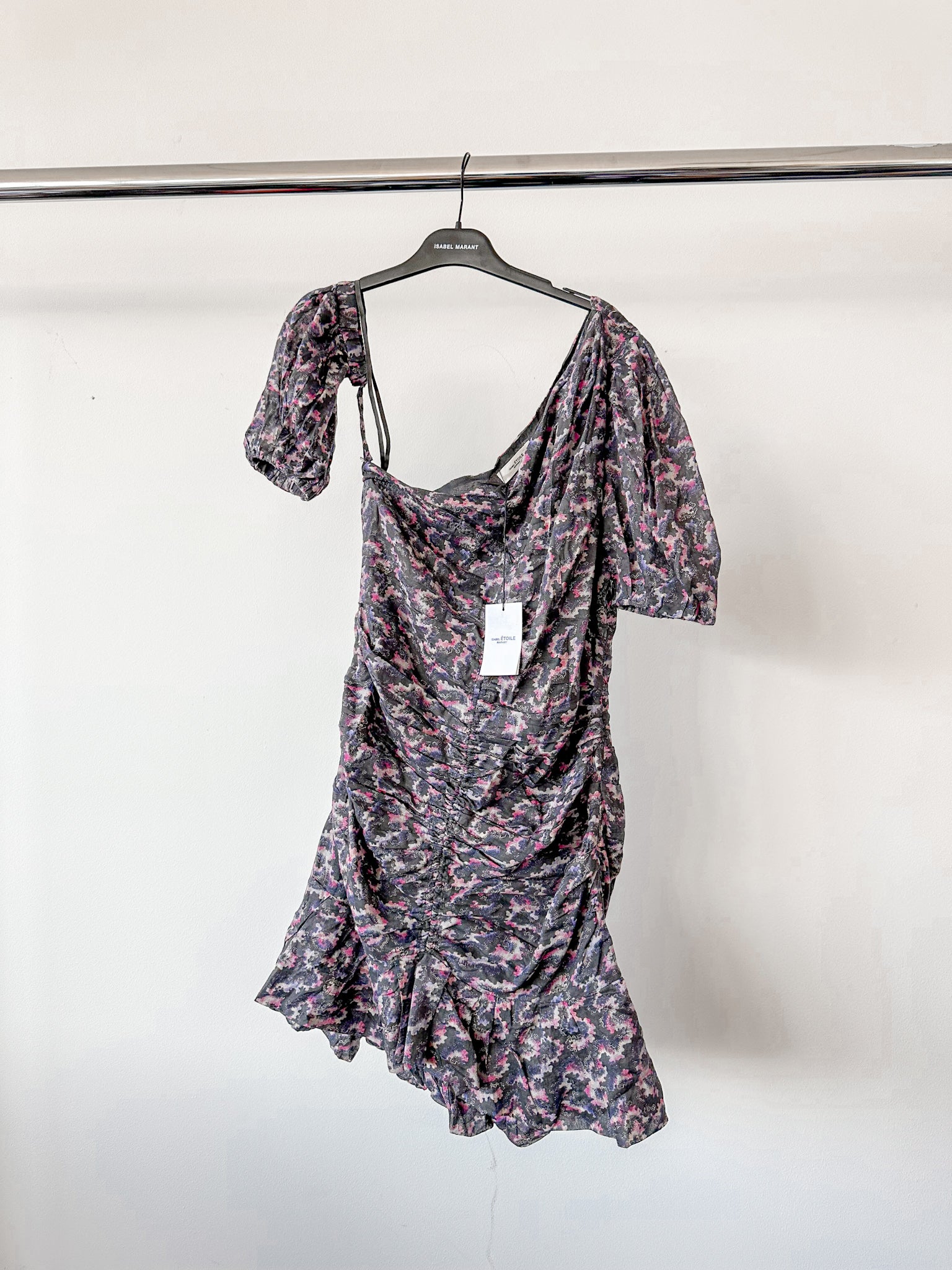 Robe noire à imprimé floral et épaules dénudées Lecia d'Isabel Marant Étoile