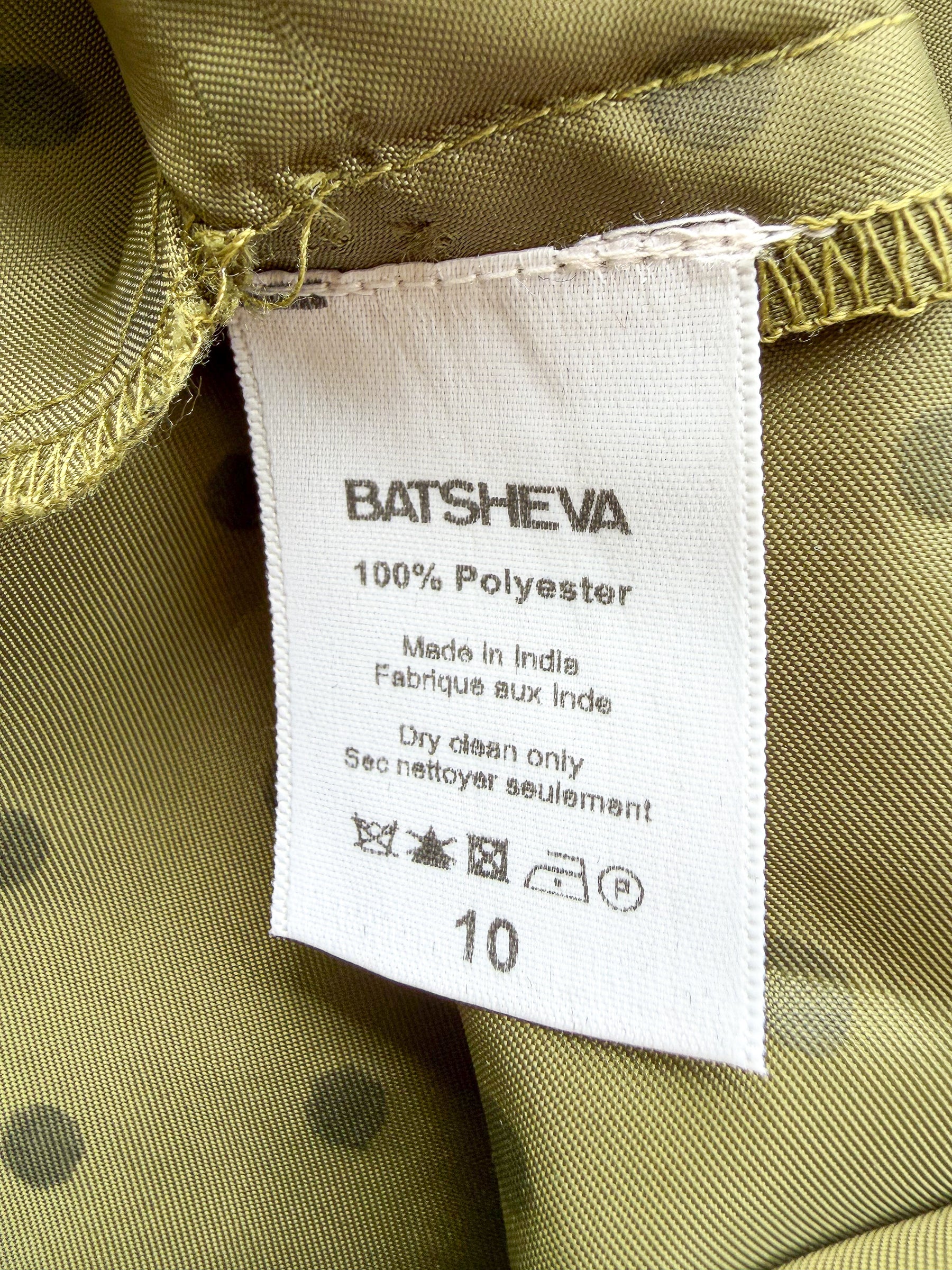 Batsheva Olivgrünes Prairie-Minikleid mit Tupfenmuster