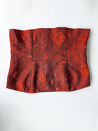 Reformation Giorgia Trägerloses Oberteil aus rotem Blumen-Jacquard
