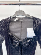 Isabel Marant Goji Black Velvet Sweetheart Neck Mini LBD Dress