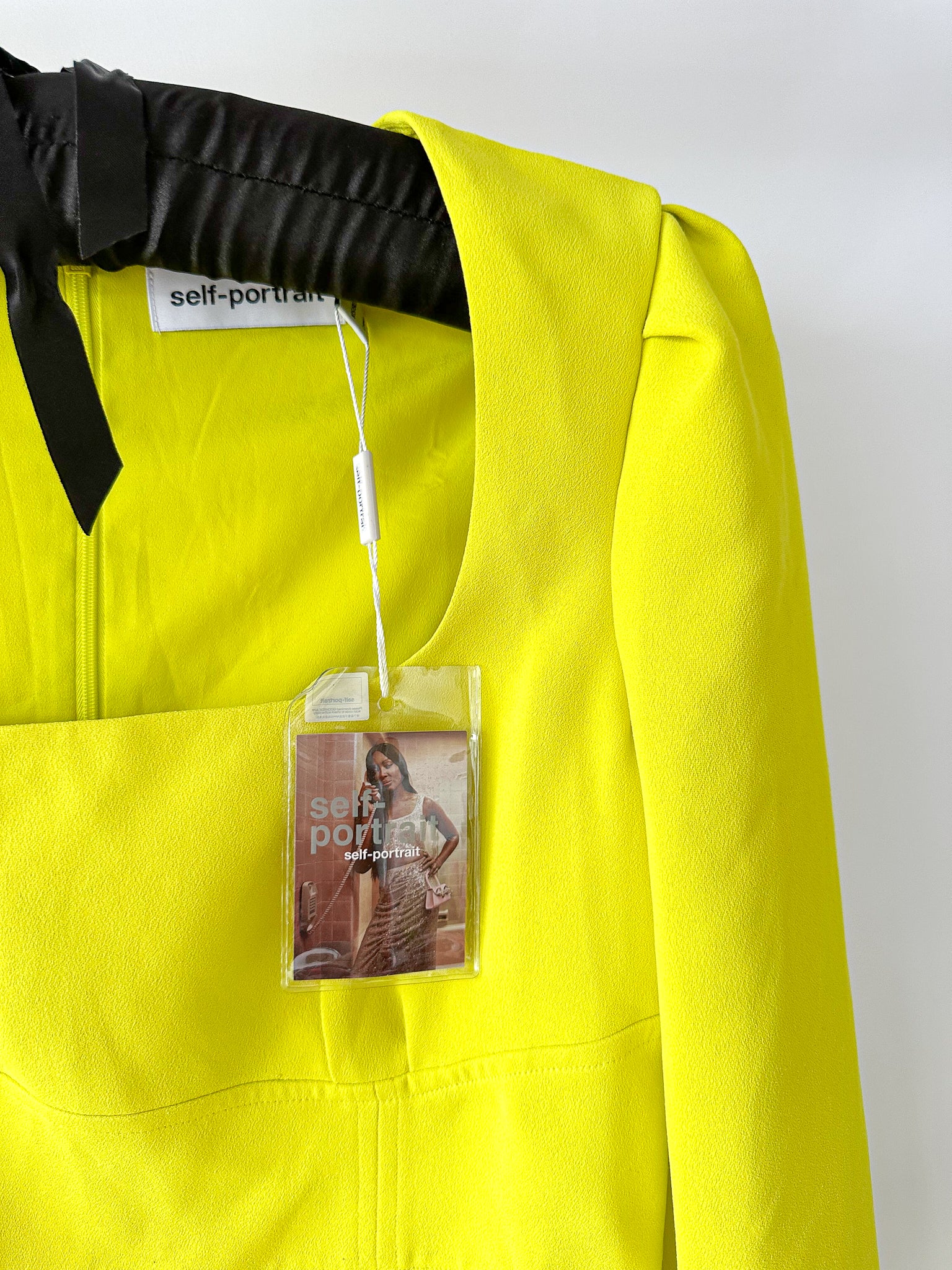 Self-Portrait Lime Green Ruched Crêpe Midi Dress