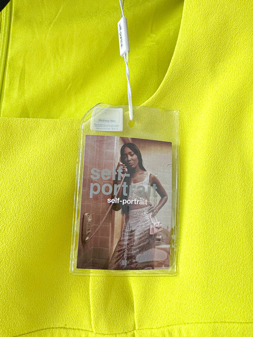 Self-Portrait Lime Green Ruched Crêpe Midi Dress