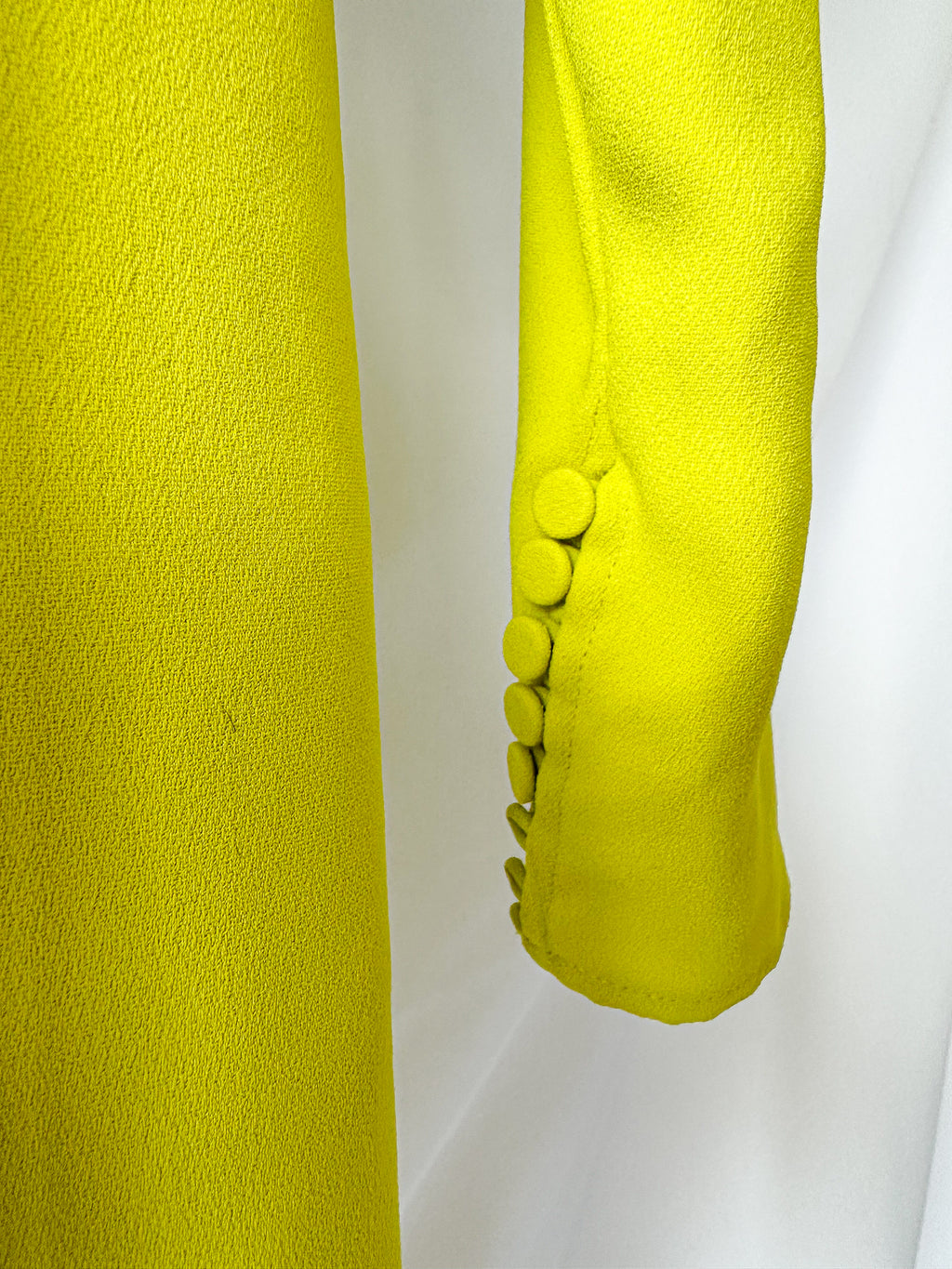 Self-Portrait Lime Green Ruched Crêpe Midi Dress