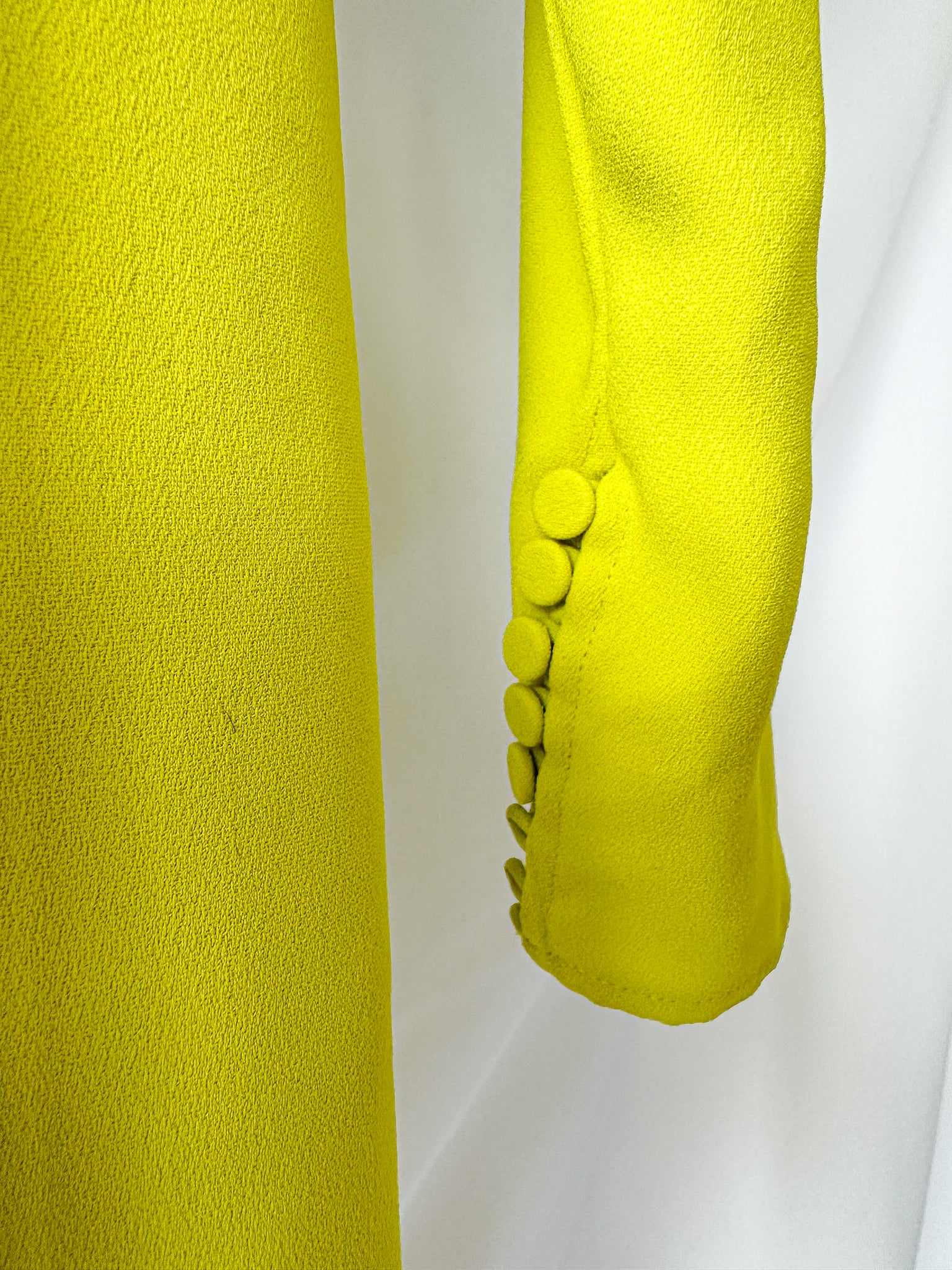 Self-Portrait Lime Green Ruched Crêpe Midi Dress