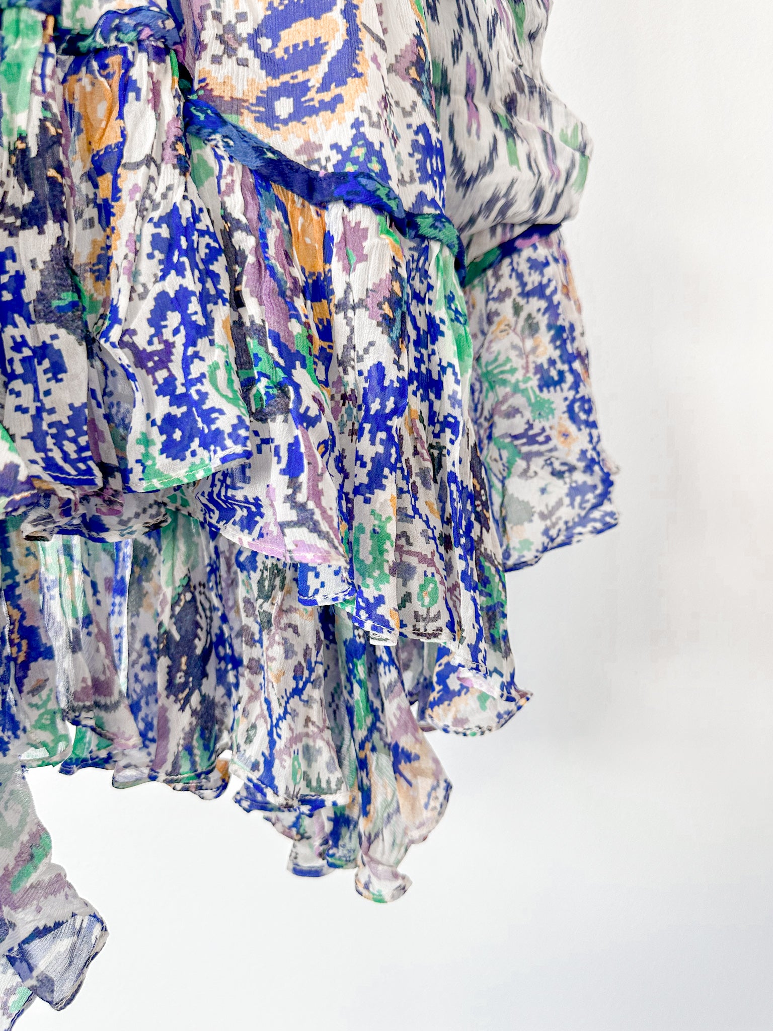 Isabel Marant Viviane Blue Boho Printed Asymmetric Skirt