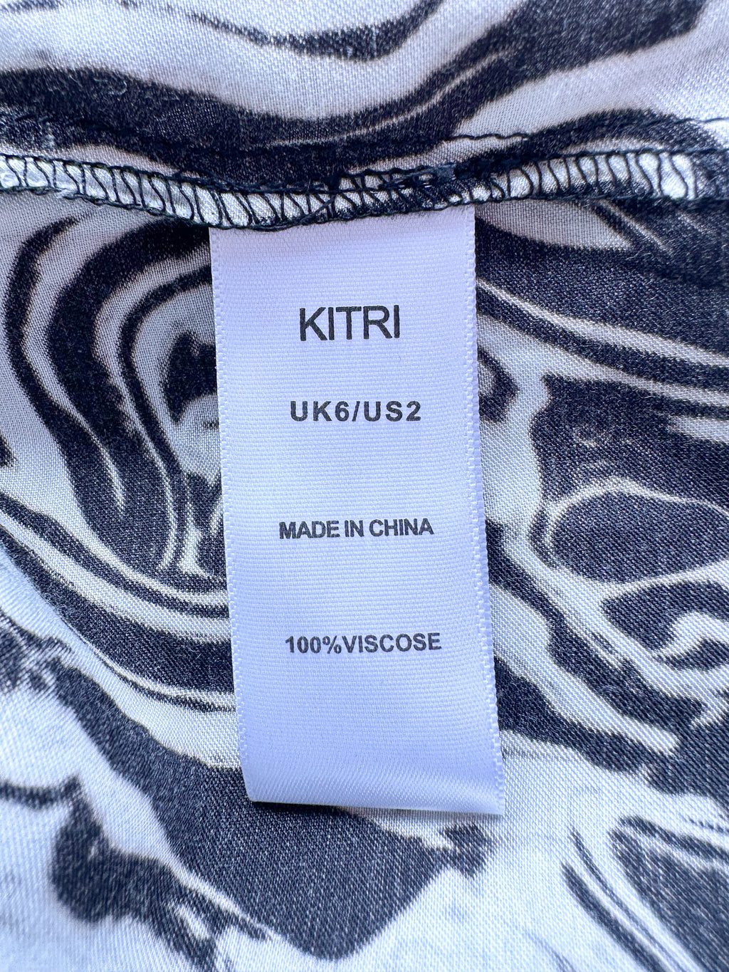 Kitri Abstract Marble Black White Print Blouse Shirt