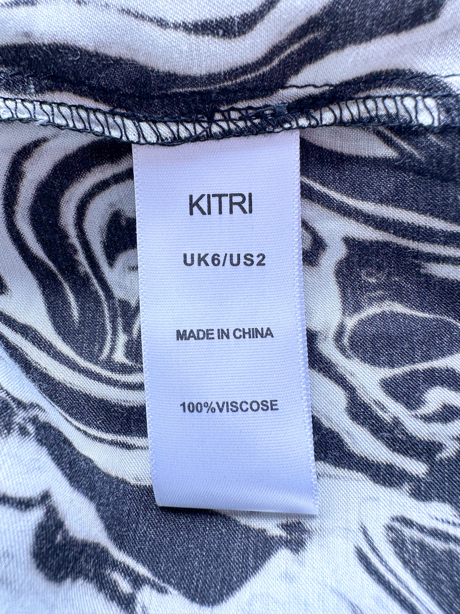 Kitri Abstract Marble Black White Print Blouse Shirt