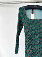 KITRI Deirdre Wavy Heart Print Long Sleeve Dress