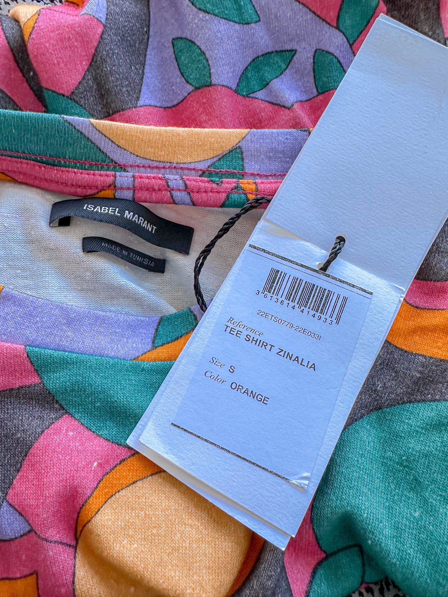 Isabel Marant Zinalia Multicolour Graphic Abstract Print Cotton Crop Top