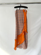 Preen Line Nevah Checked Patchwork Print Orange Skirt
