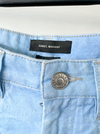 Isabel Marant Neida Floral Patchwork Detail Hot Denim Light Blue Mini Short Shorts