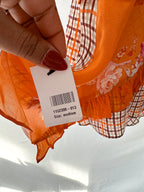 Preen Line Nevah Checked Patchwork Print Orange Skirt