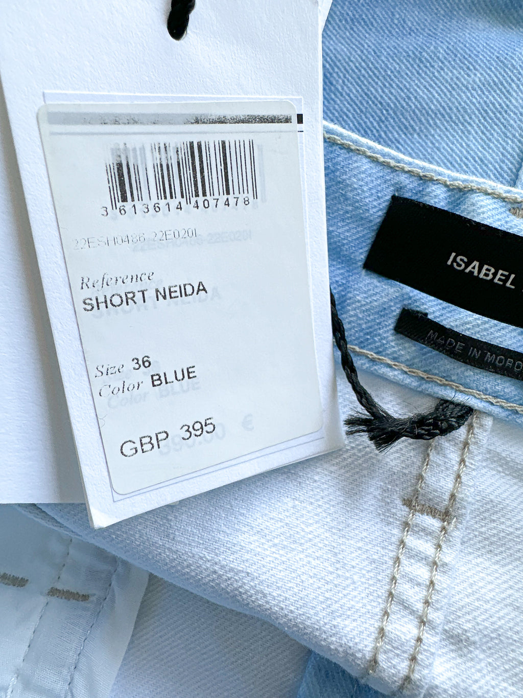 Isabel Marant Neida Floral Patchwork Detail Hot Denim Light Blue Mini Short Shorts