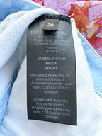 Isabel Marant Neida Floral Patchwork Detail Hot Denim Light Blue Mini Short Shorts