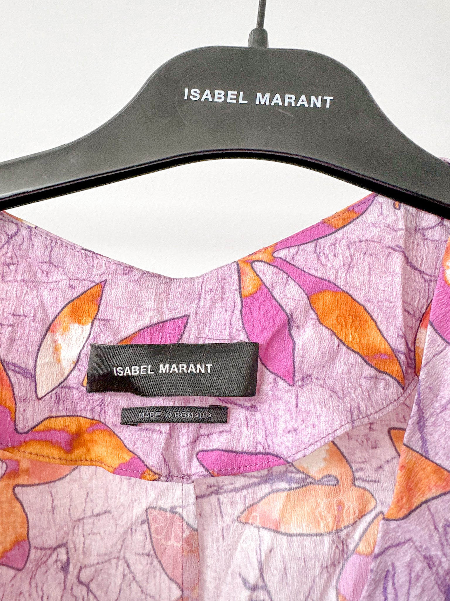 Isabel Marant Madinea Asymmetric Floral-Print Crepe Pink Top