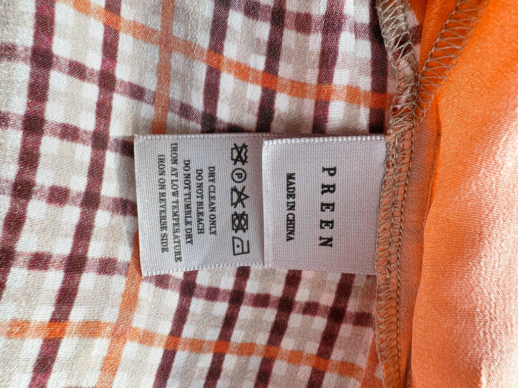Preen Line Nevah Checked Patchwork Print Orange Skirt
