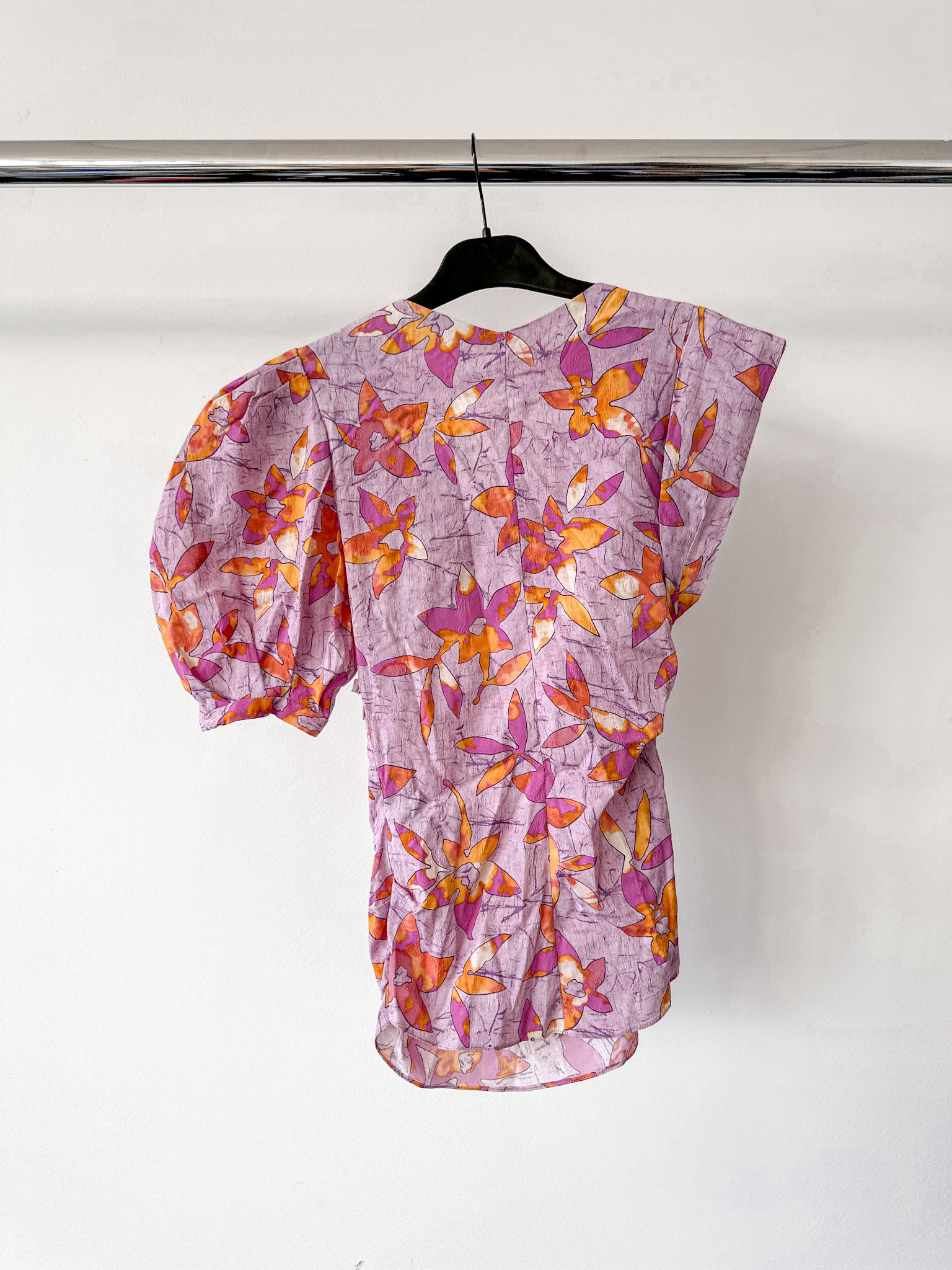 Isabel Marant Madinea Asymmetric Floral-Print Crepe Pink Top