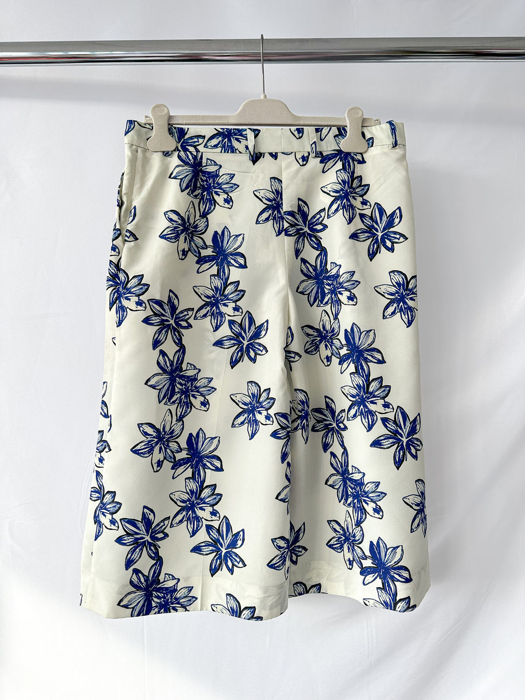 Nina Ricci Blue Floral Print Long Culottes Shorts