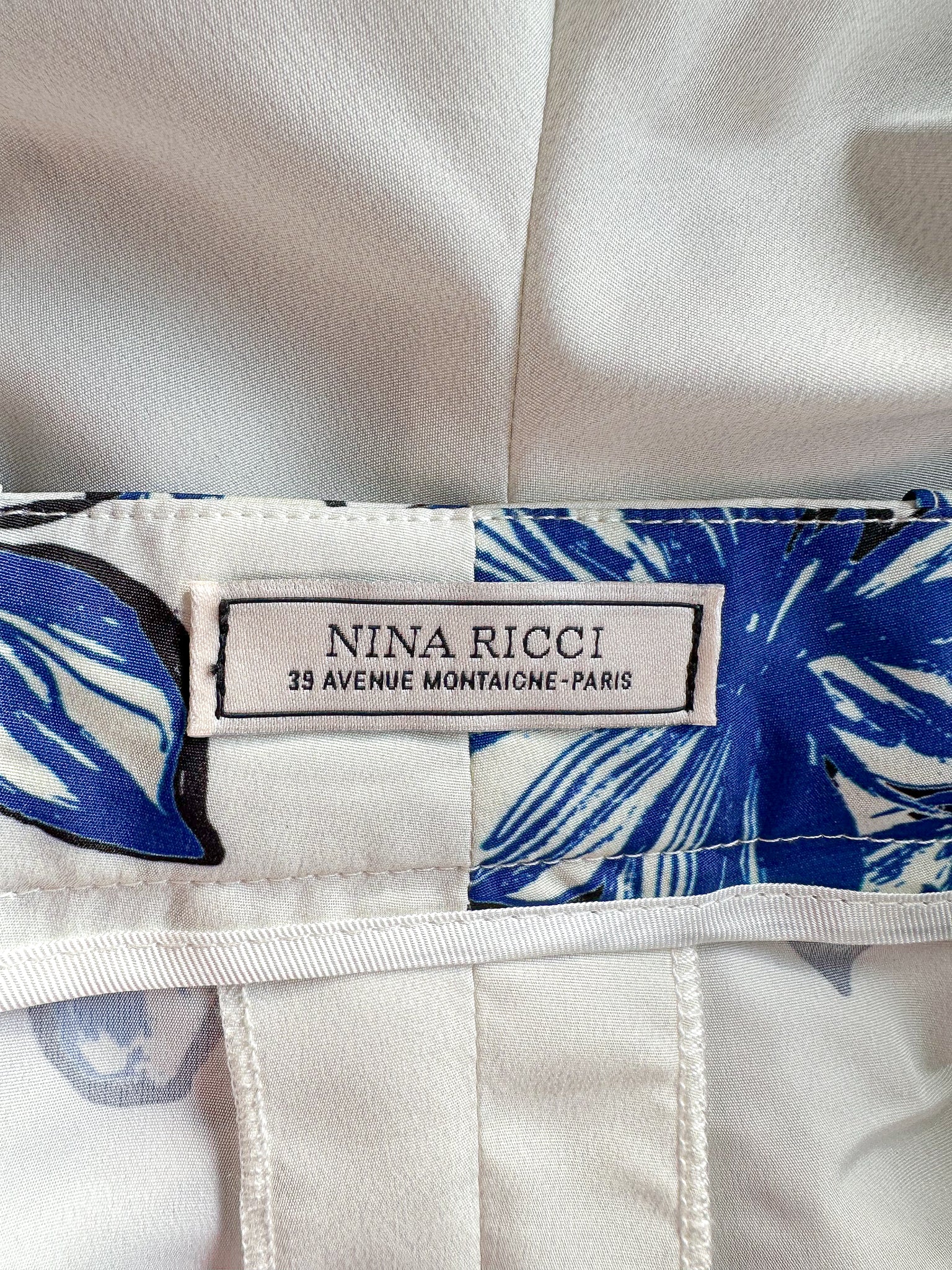 Nina Ricci Blue Floral Print Long Culottes Shorts
