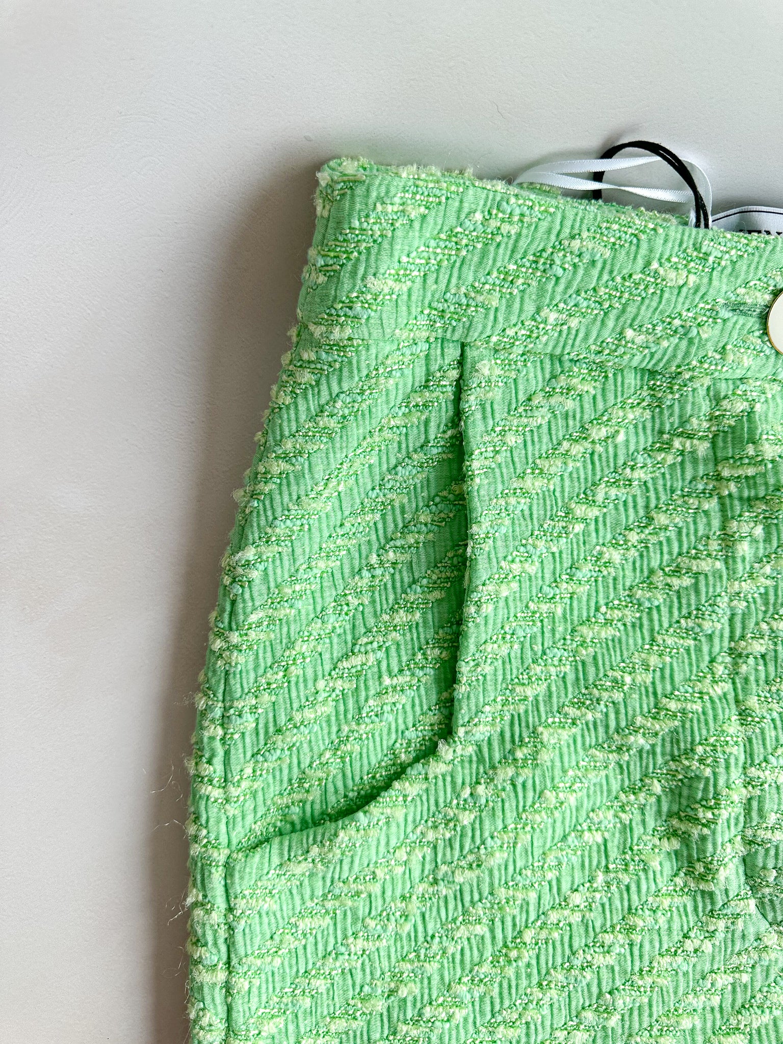 Mini-jupe en tweed vert Rowen Rose