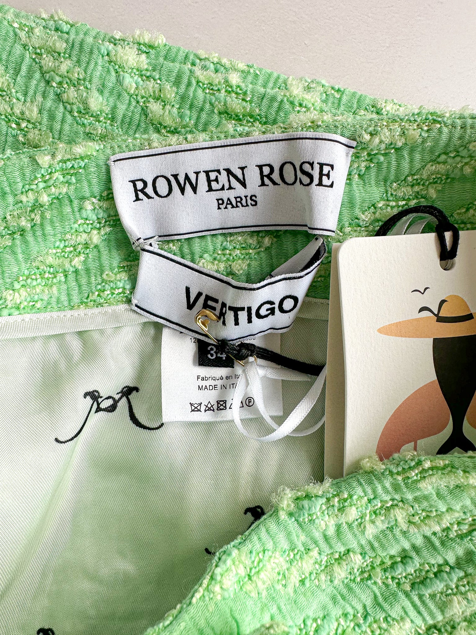 Mini-jupe en tweed vert Rowen Rose