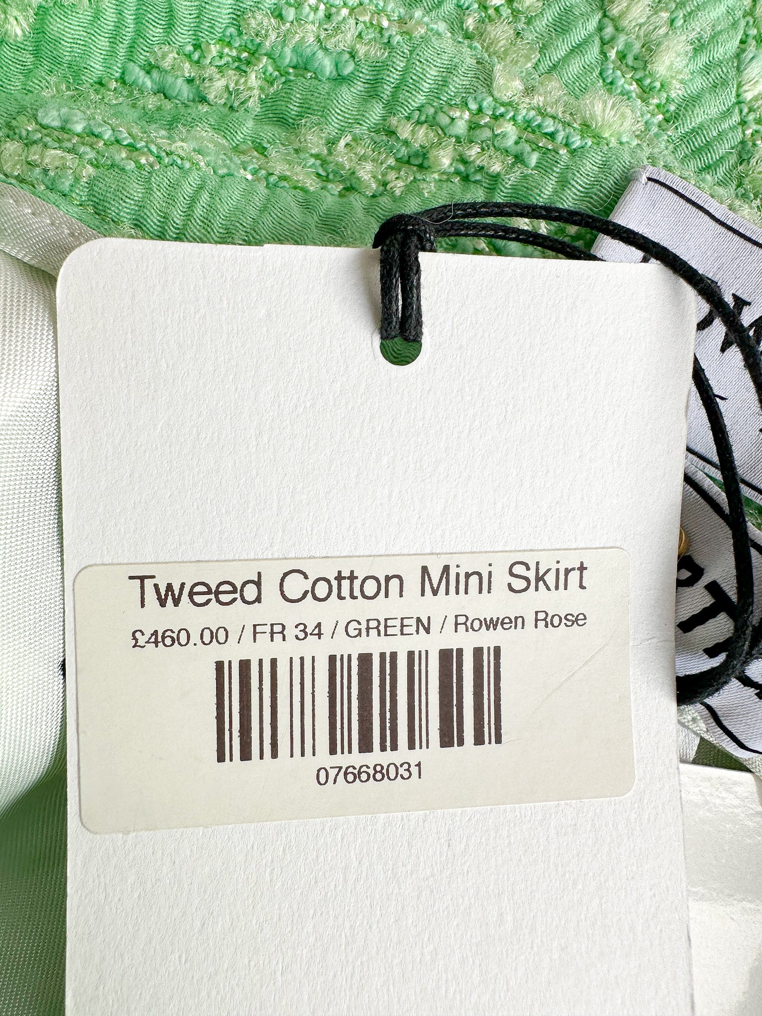 Mini-jupe en tweed vert Rowen Rose