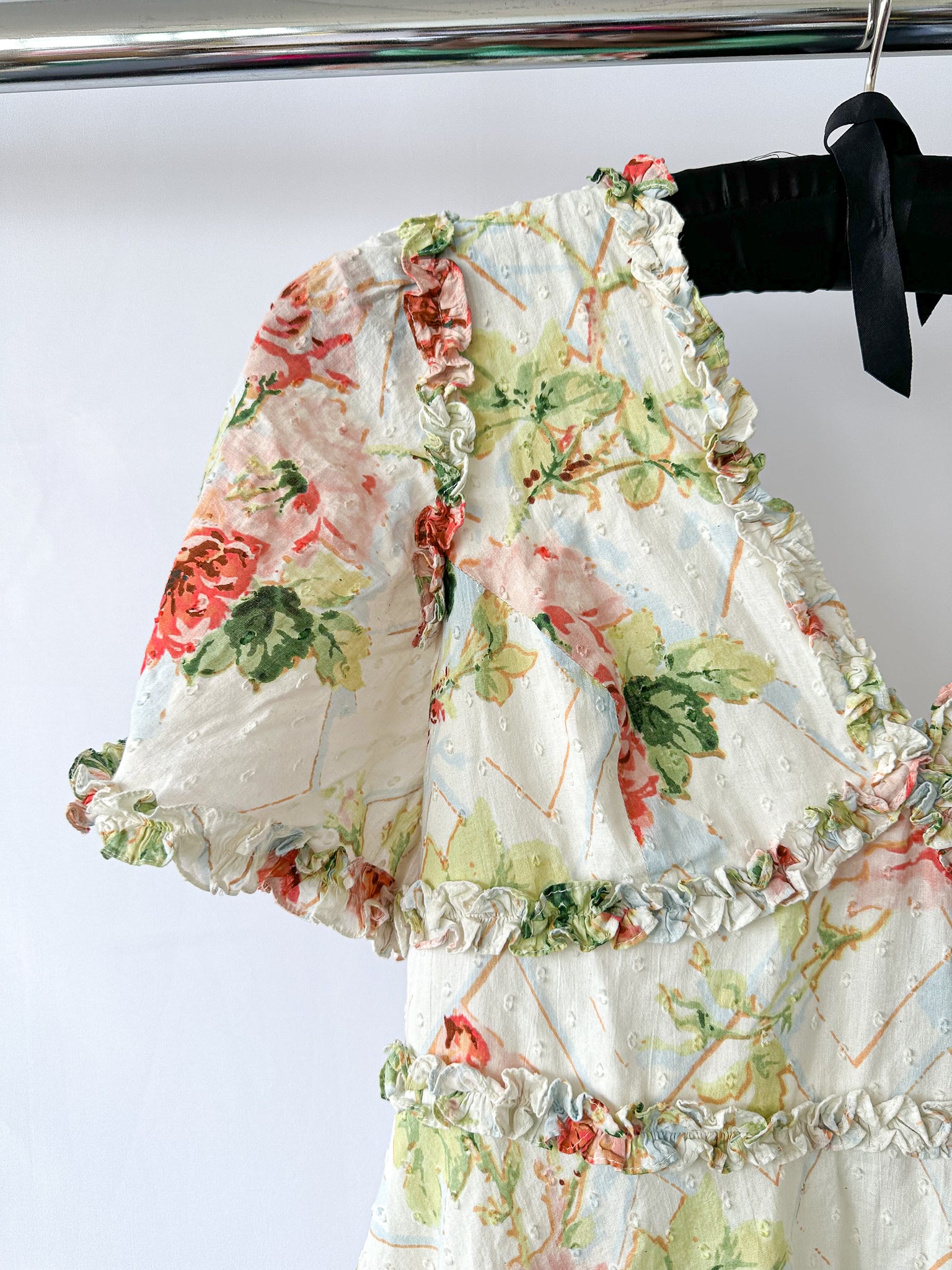 Needle and Thread Harlequin Floral Rose Print Ruffle Detail Mini Dress