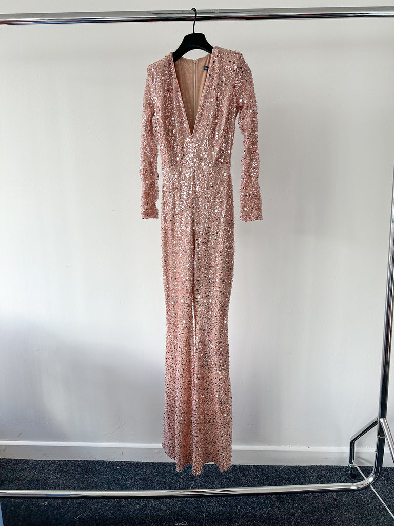 NADINE MERABI Pink Eliza Beaded Embellished Jumpsuit - House Of Huntington