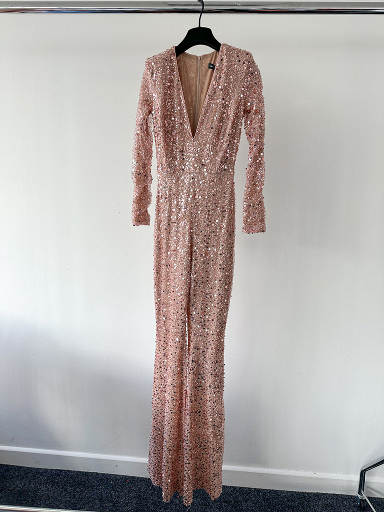 NADINE MERABI Pink Eliza Beaded Embellished Jumpsuit - House Of Huntington