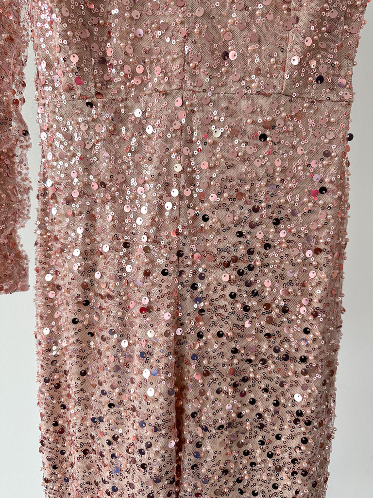 NADINE MERABI Pink Eliza Beaded Embellished Jumpsuit - House Of Huntington