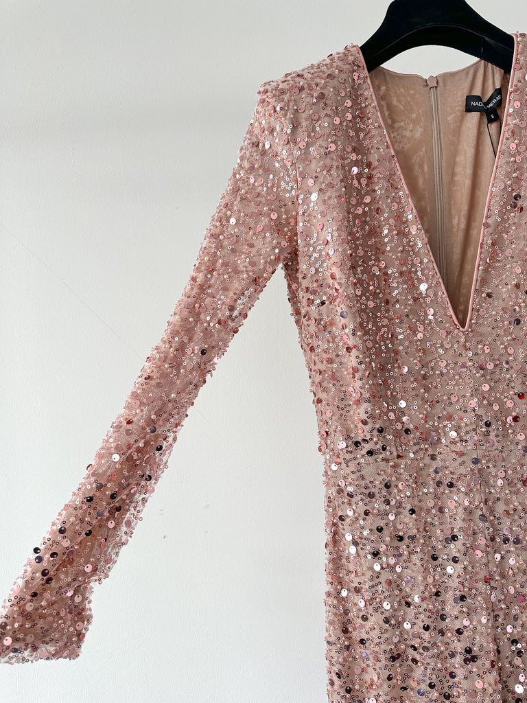 NADINE MERABI Pink Eliza Beaded Embellished Jumpsuit - House Of Huntington