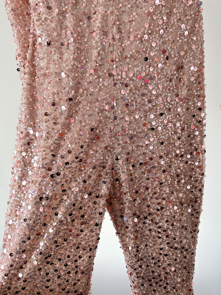 NADINE MERABI Pink Eliza Beaded Embellished Jumpsuit - House Of Huntington