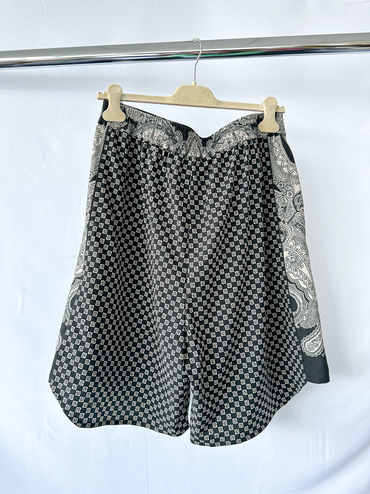 Straight Leg Monogrammed Printed Poplin Shorts