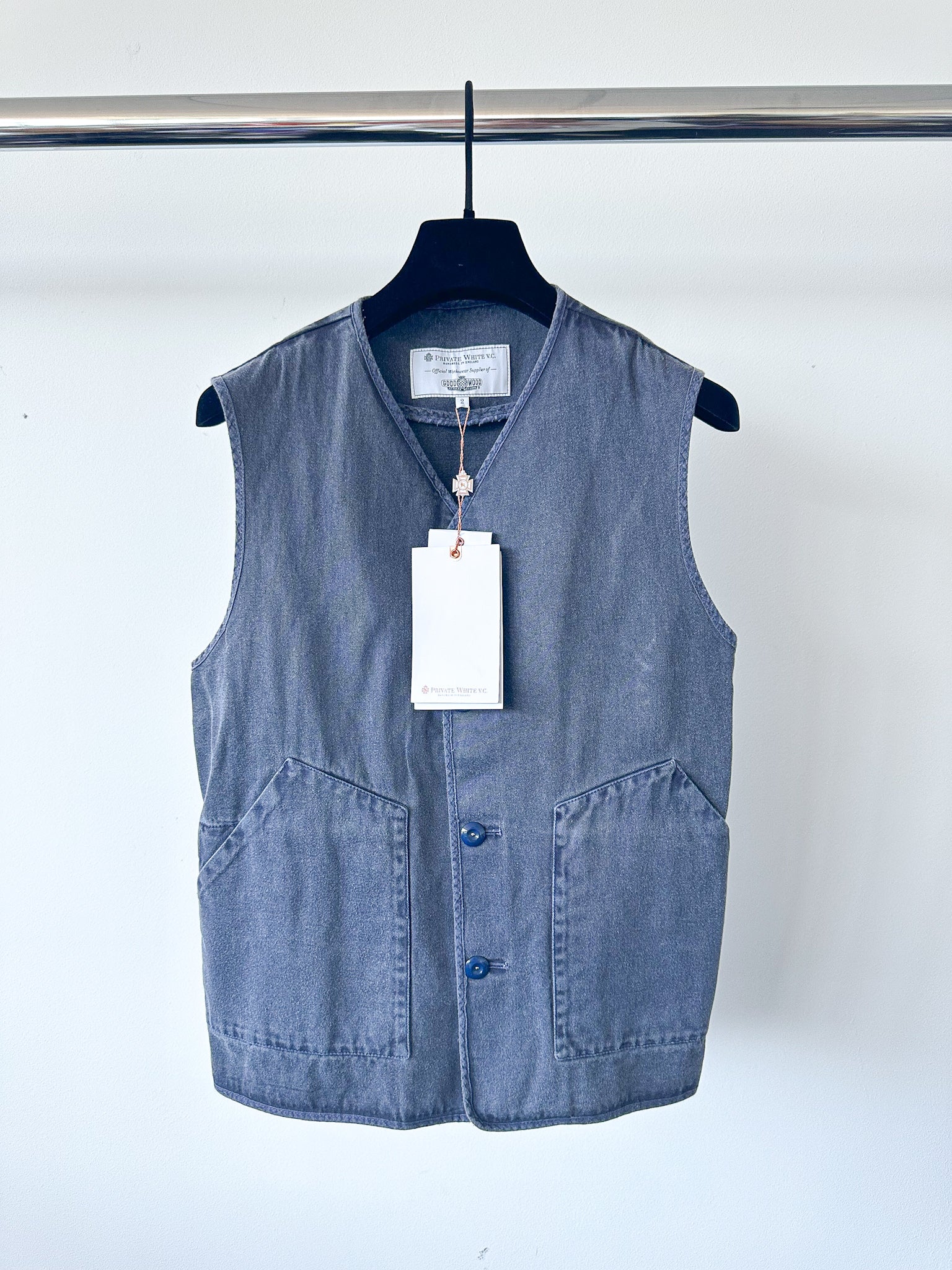 Private White V.C Navy Gilet Worksuit Jerkin