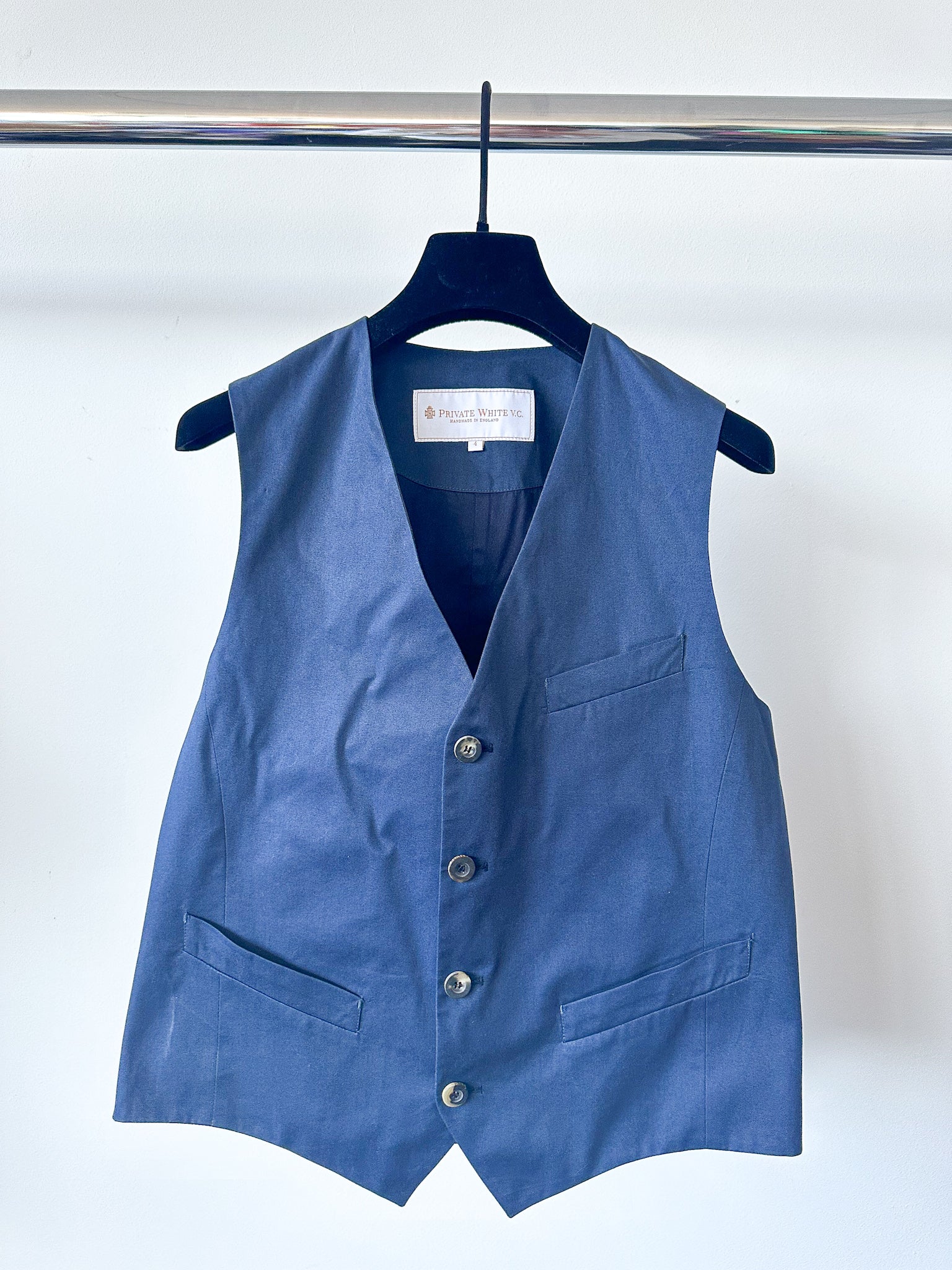 Private White V.C Navy Blue Waistcoat