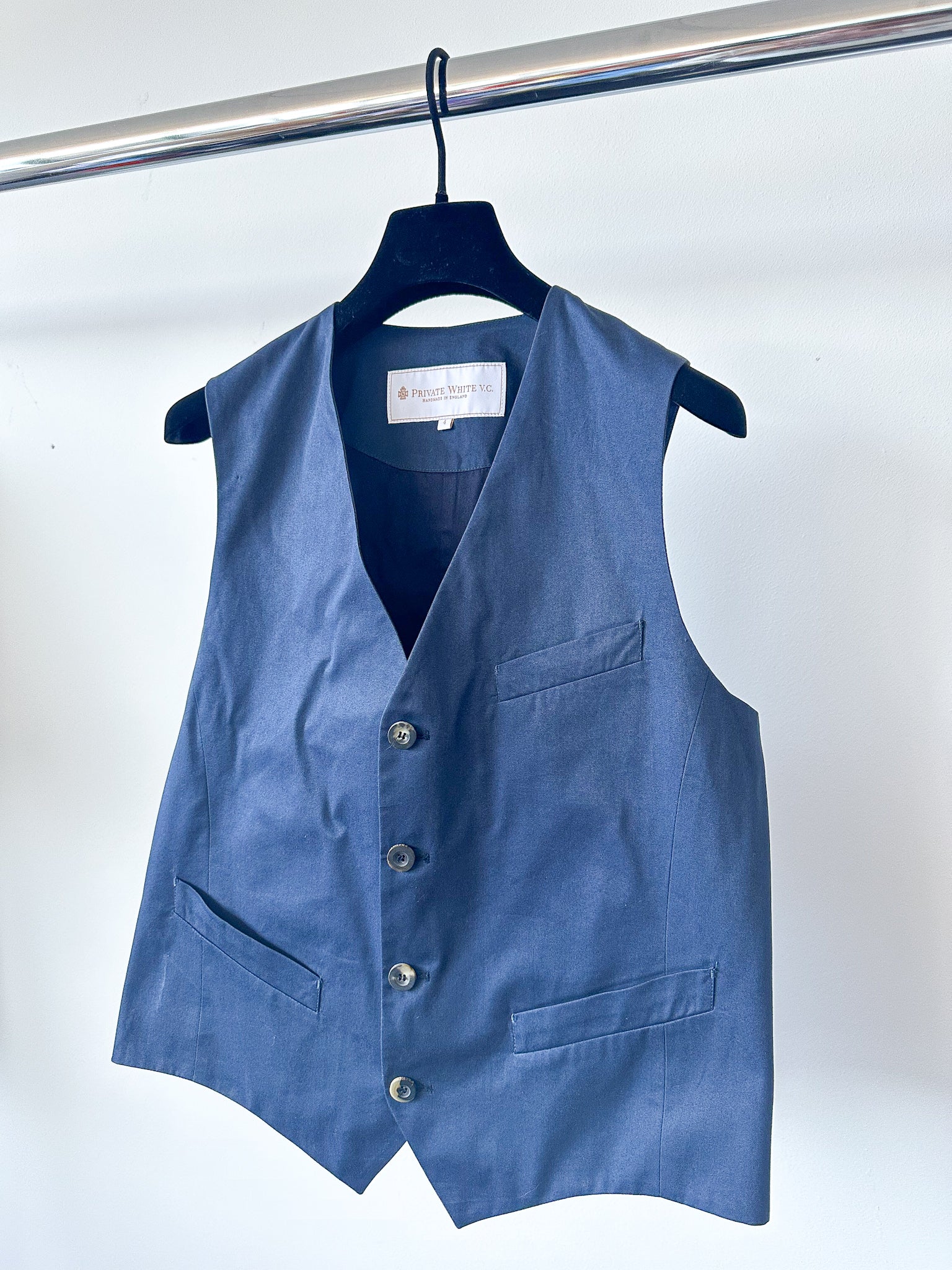 Private White V.C Navy Blue Waistcoat