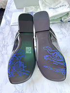 Burberry Leather Peep Slides Black Sandals