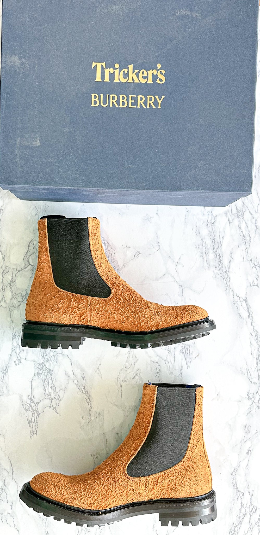 Burberry X Tricker’s Suede Dee High Chelsea Boots Brown
