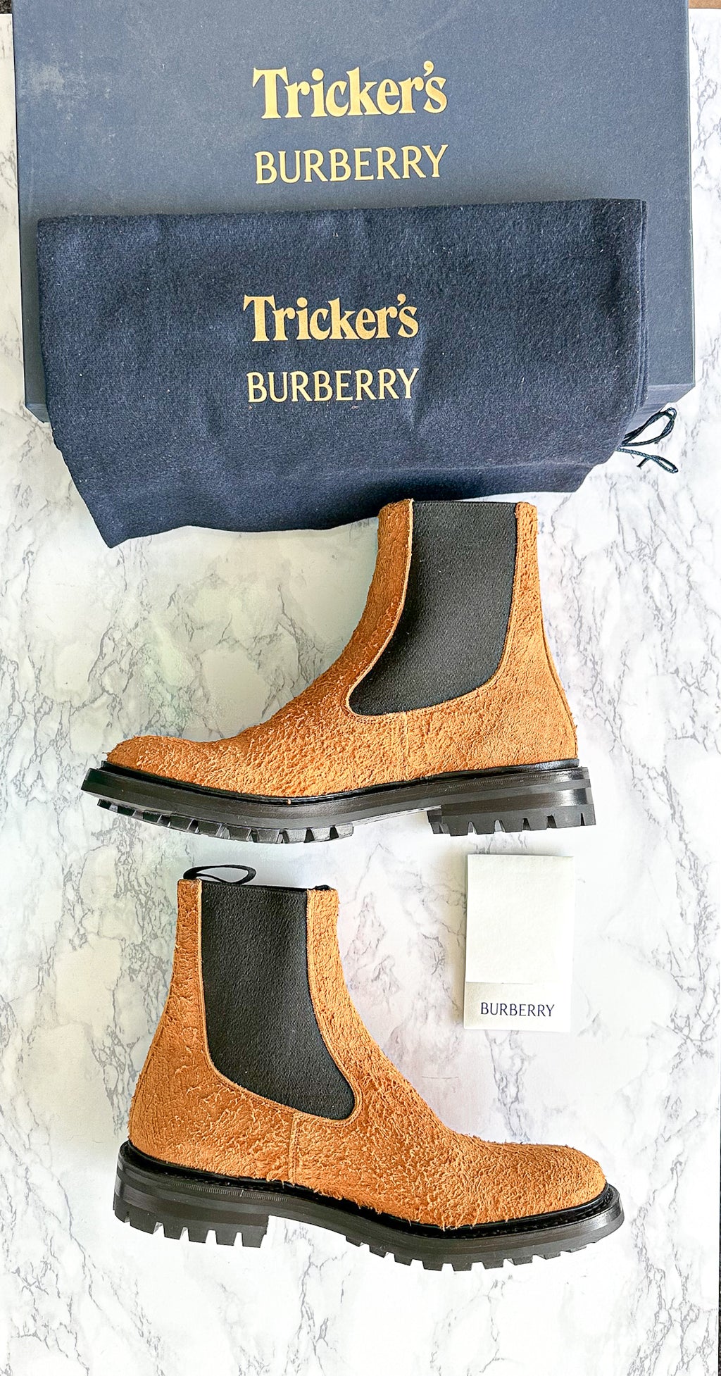 Burberry X Tricker’s Suede Dee High Chelsea Boots Brown