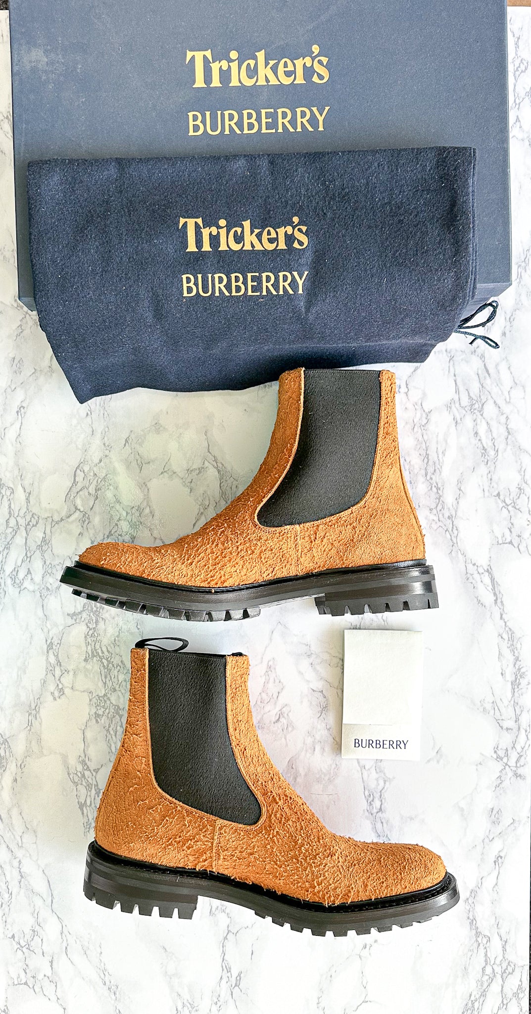 Burberry X Tricker’s Suede Dee High Chelsea Boots Brown