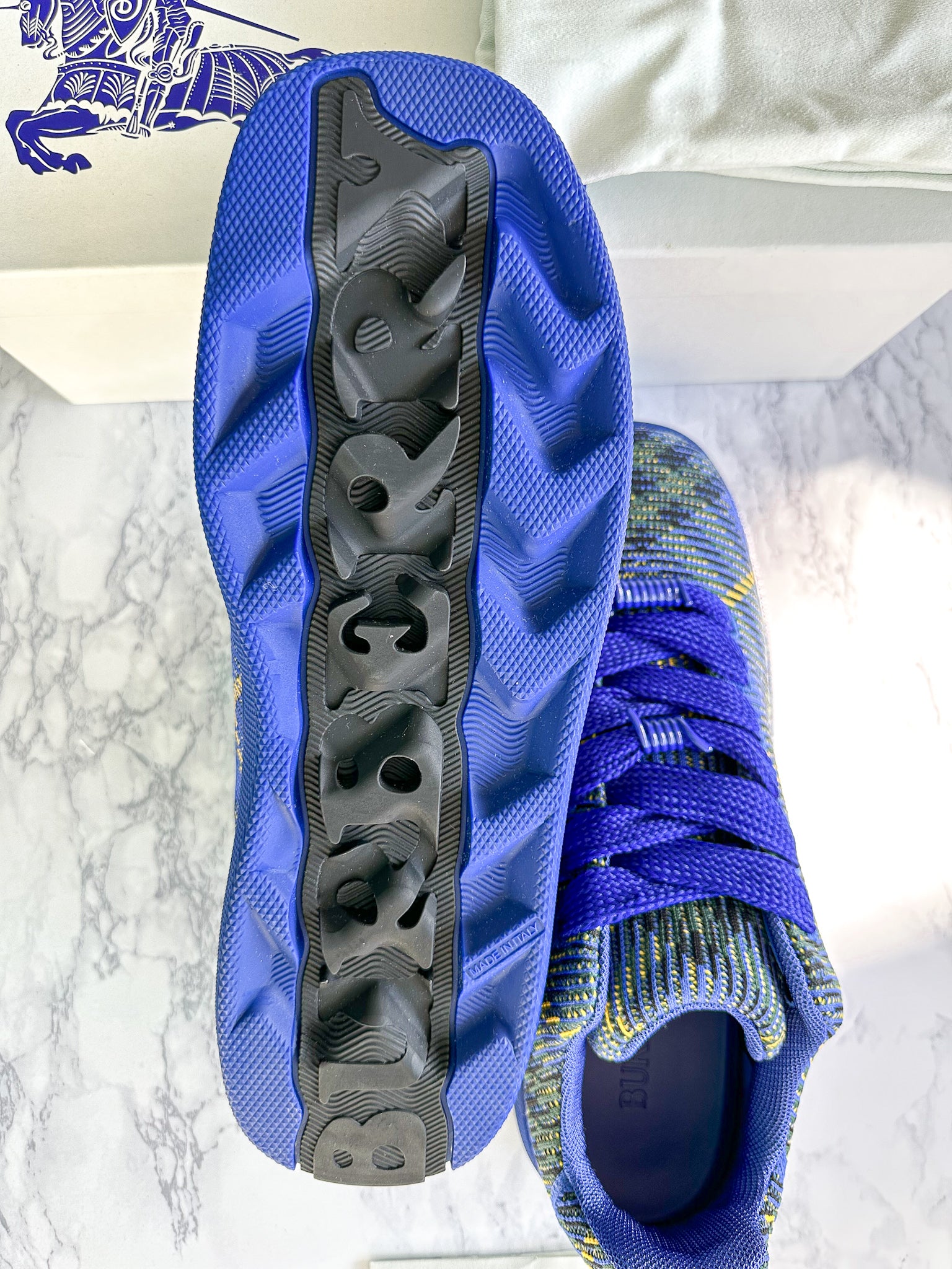 Burberry Check Knit Box Chucky Sneakers Blue